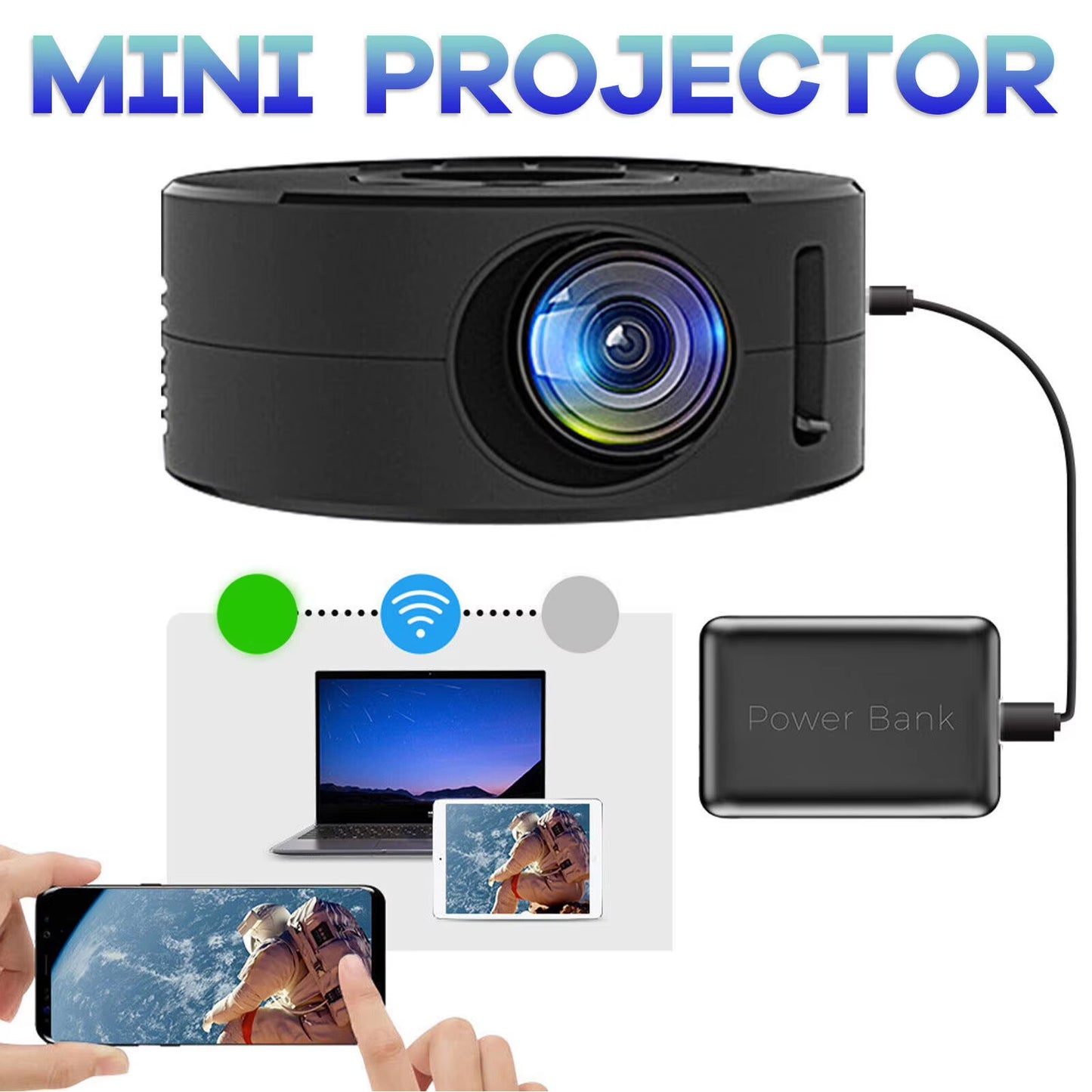 E60 Mini LED Projector 1080P Built in Speaker Portable Small Home Projector with Same Screen Function for IOS for Android